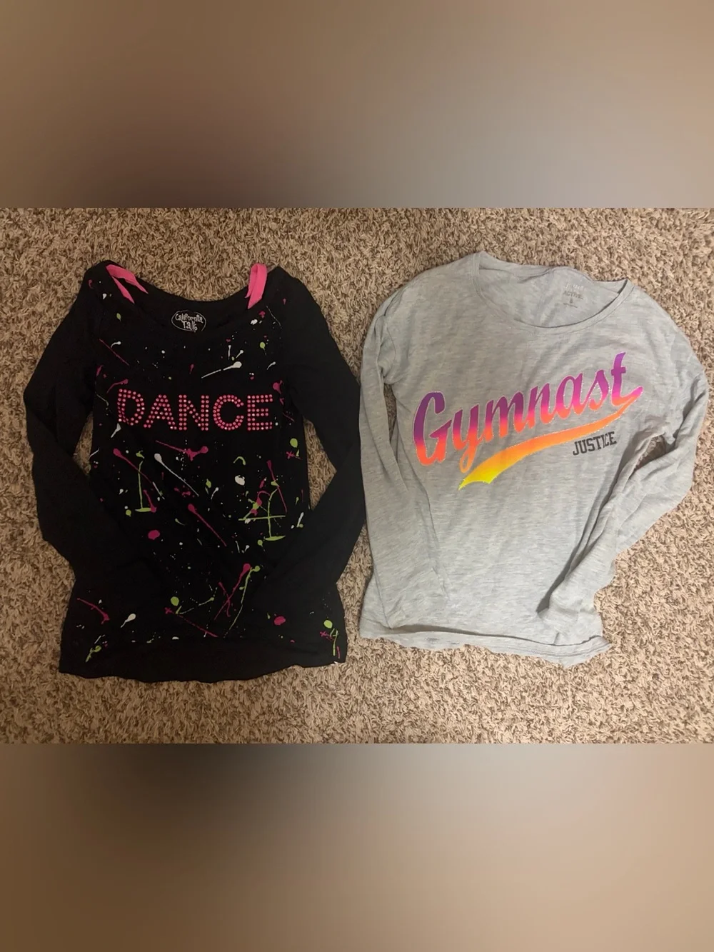 Black 'Dance' Splash-Print and Gymnastics long sleeve tshirts